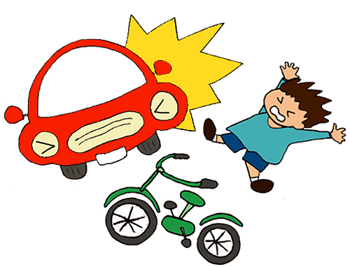 交通事故（車にはねられた園児）のイラスト